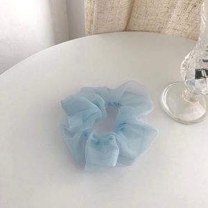 Light Blue Mesh Scrunchie
